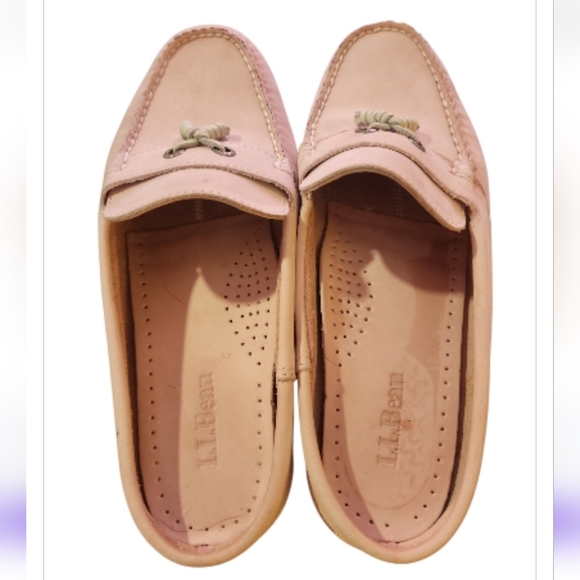 LL Bean Nubuck leather slip on Mule Loafer size 8 W Petal Pink Pastel Coastal - Picture 5 of 7